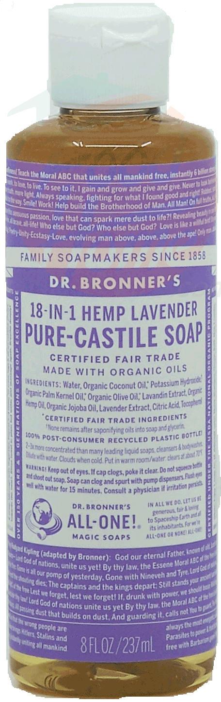 Dr. Bronner's Magic Family Soapmakers 18-in-1 hemp lavender pure-castile liquid soap Full-Size Picture